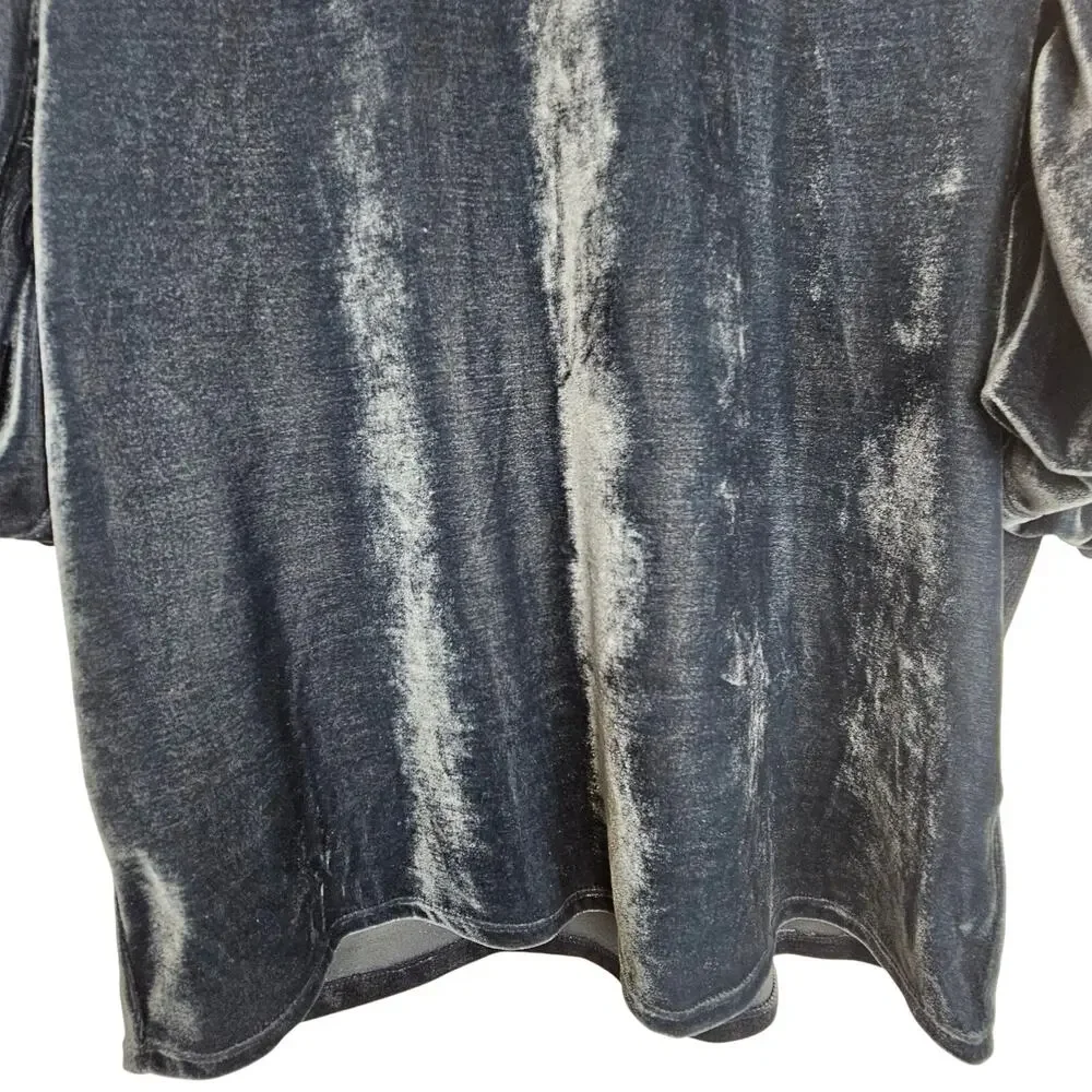 Free People Claudia Velvet Top Mock Neck Puff Sleeve Size M Witchy Boho Romantic